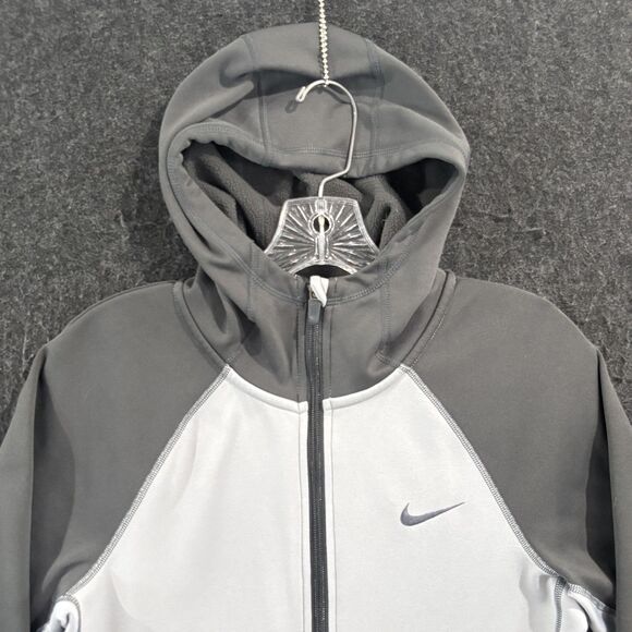 Nike Therma-Fit Jacket Women's Small Gray Full Zip Fleece Hoodie Hooded - Picture 2 of 9